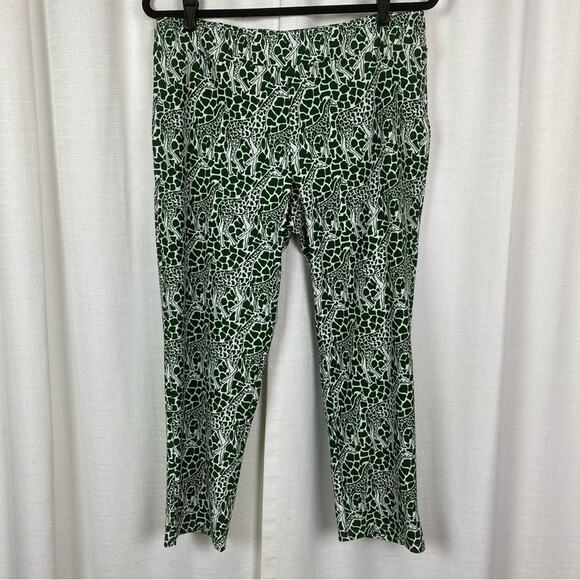 Jude Connally Green Giraffe Print Knit Cropped Pants Sz.L - Picture 2 of 11